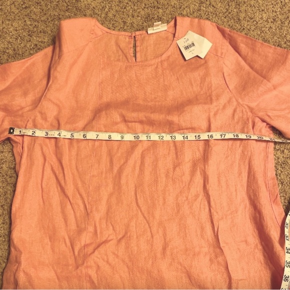 NWT J. Jill Love Linen Swing Tiered Dress 3/4 Sleeve Apricot (Size Large) - Picture 4 of 7